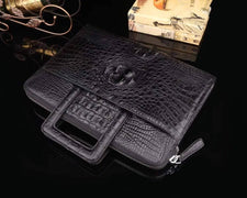Genuine Crocodile Leather Sqauare Handle Briefcase For Men
