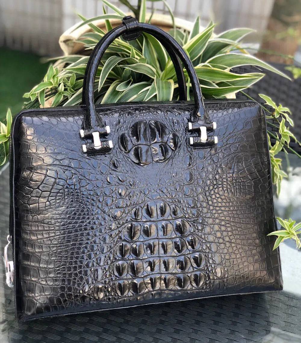 Genuine Crocodile Leather Password Lock Business Briefcase