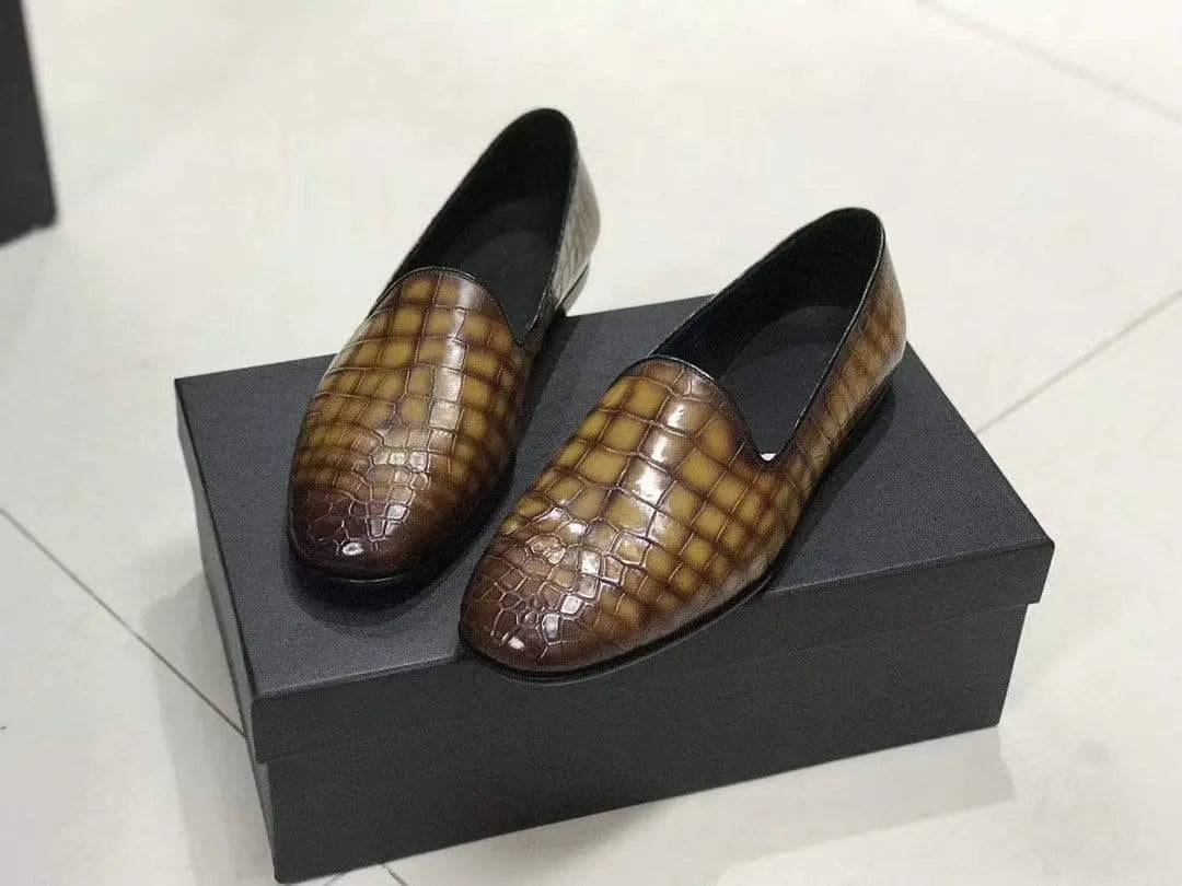 Crocodile Shoes Genuine Crocodile Leather Slip-On Dress Shoe