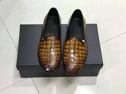 Crocodile Shoes Genuine Crocodile Leather Slip-On Dress Shoe