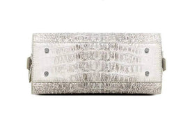 Genuine Crocodile Leather White Boston Satchel Bag