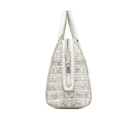Genuine Crocodile Leather White Boston Satchel Bag