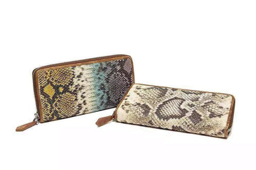 Genuine Python Leather Large Zip Around Wallet For Women