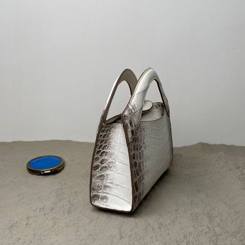 Genuine Himalaya Crocodile Leather Top Handle Cross Body Bag For Women