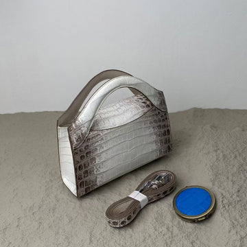Genuine Himalaya Crocodile Leather Top Handle Cross Body Bag For Women