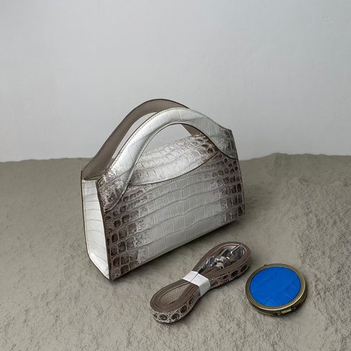 Genuine Himalaya Crocodile Leather Top Handle Cross Body Bag For Women
