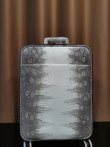 Lizard Leather Trolley/Roll Aboard Suitcase Weekend/Travel Bag Trolley Case Universal Wheels 18-Inch