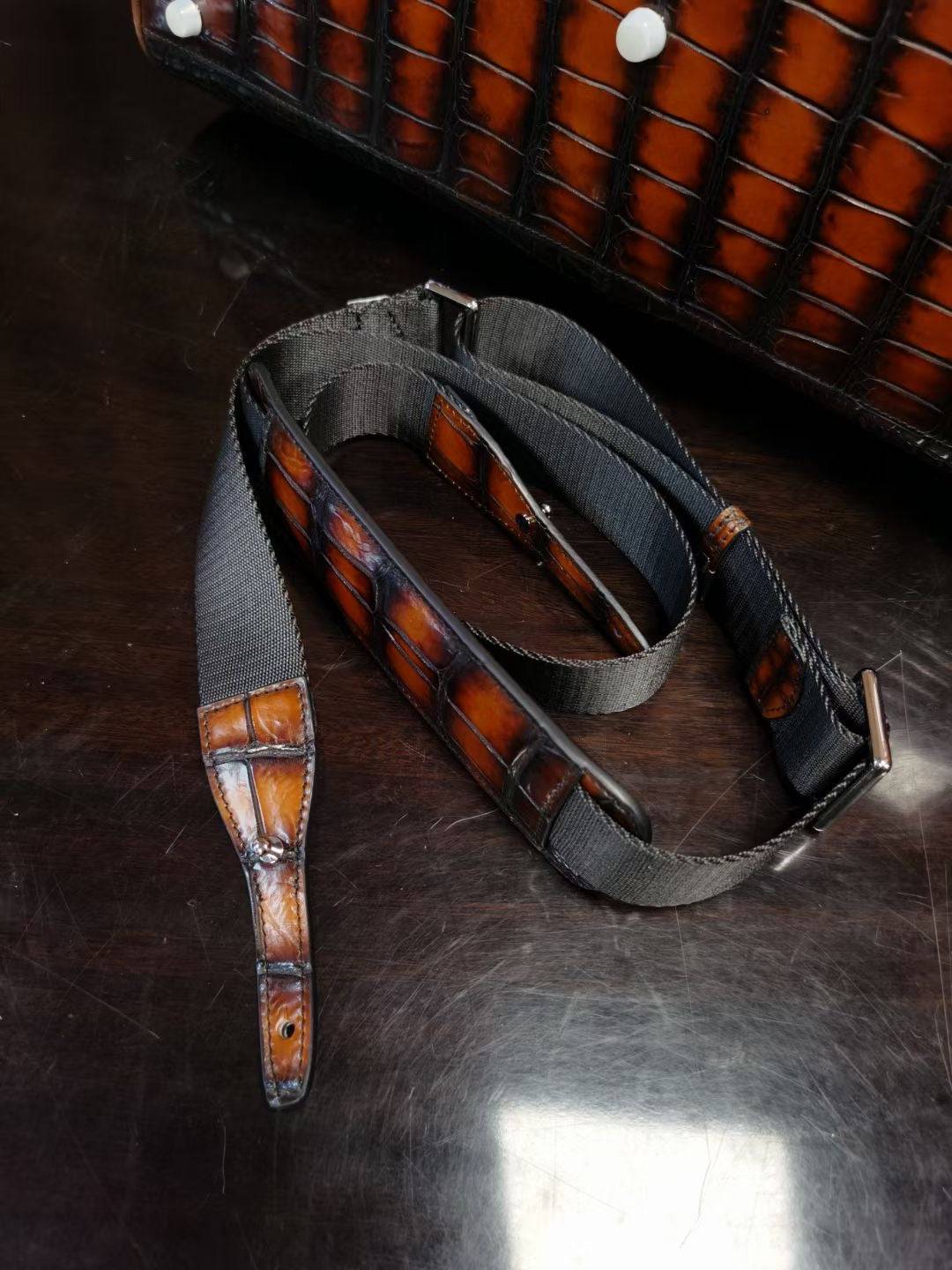 Preorder Men's Vintage Brown White Color Smooth Briefcase With Carry on Duffel Bag Trolley Sleeve 38505