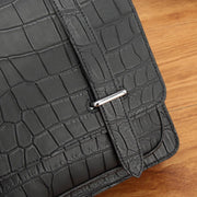 Men's Matt Crocodile Leather Messenger Cross Body Shoulder Bag Small