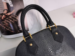 Genuine Stingray Leather Shell Top Handle Bag For Women