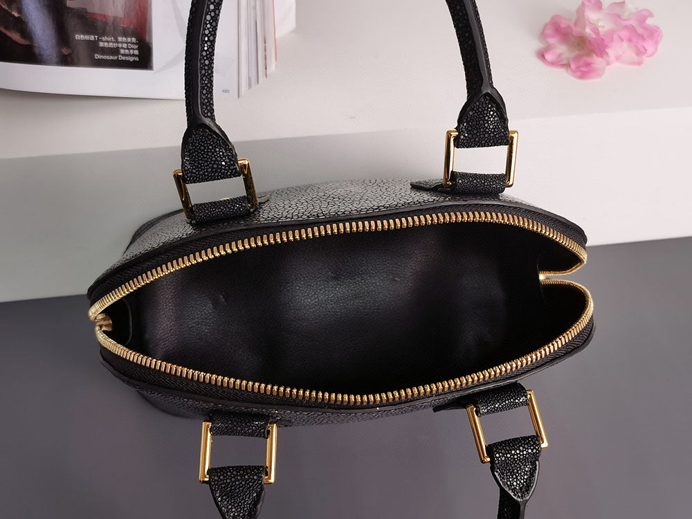 Genuine Stingray Leather Shell Top Handle Bag For Women