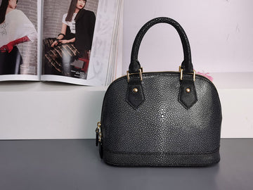 Genuine Stingray Leather Shell Top Handle Bag For Women