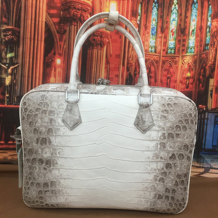 Preorder Crocodile Briefcase , Genuine Crocodile Belly Leather Briefcase Dark Blue