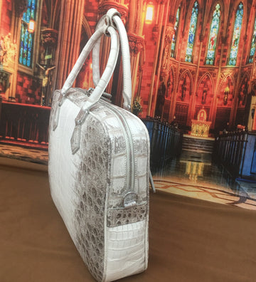 Preorder Crocodile Briefcase , Genuine Crocodile Belly Leather Briefcase Dark Blue