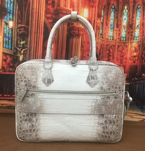 Preorder Crocodile Briefcase , Genuine Crocodile Belly Leather Briefcase Dark Blue