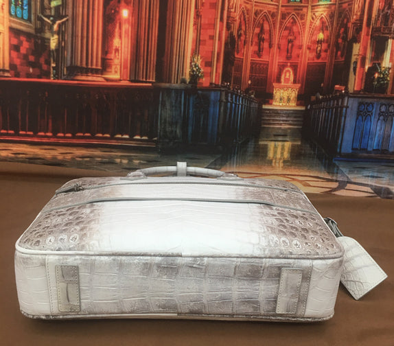 Preorder Crocodile Briefcase , Genuine Crocodile Belly Leather Briefcase Dark Blue