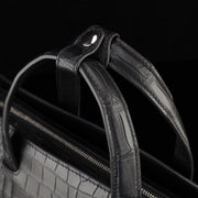 Crocodile Leather Large Volumn Tote Duffel Bag Black