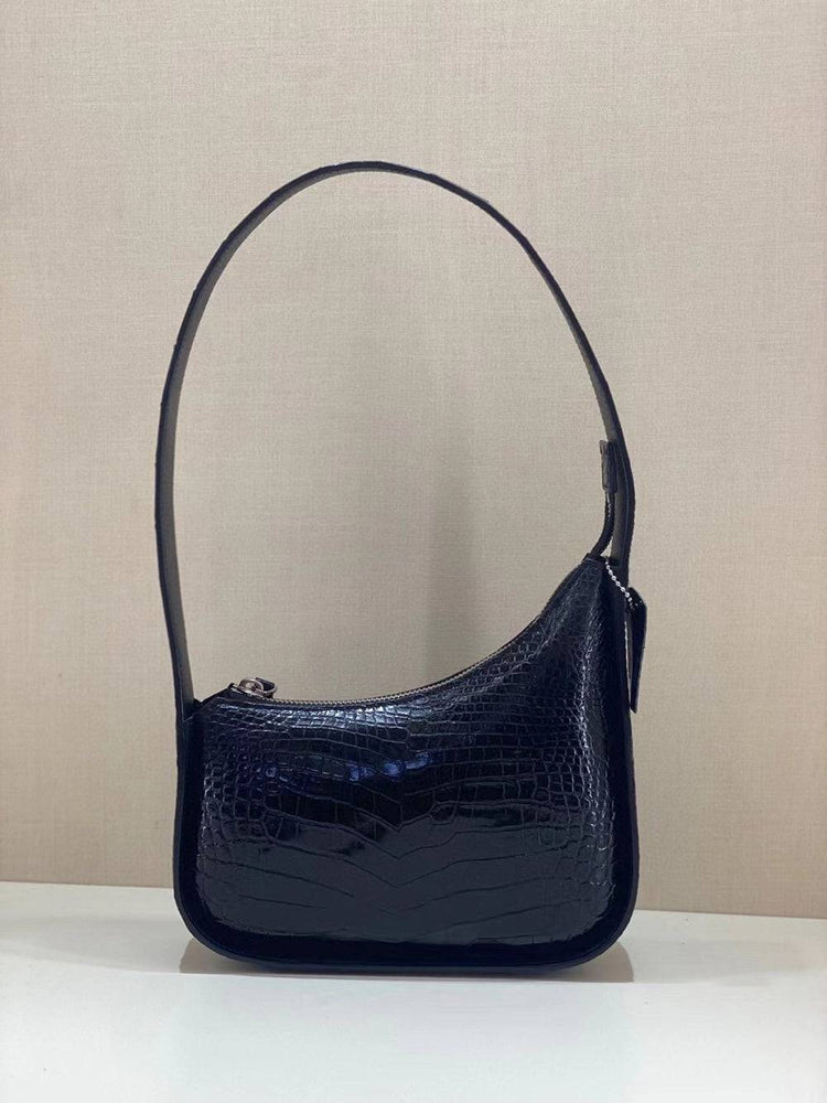 Crocodile Skin Leather Underarm Bag