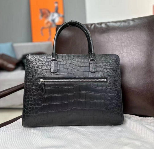 Genuine Crocodile Skin Leather Briefcase Black 3156