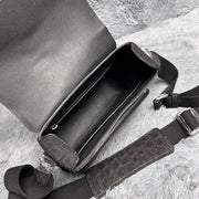 Men's Nubuck Crocodile Skin Leather Cross Body Shoulder Bag Black