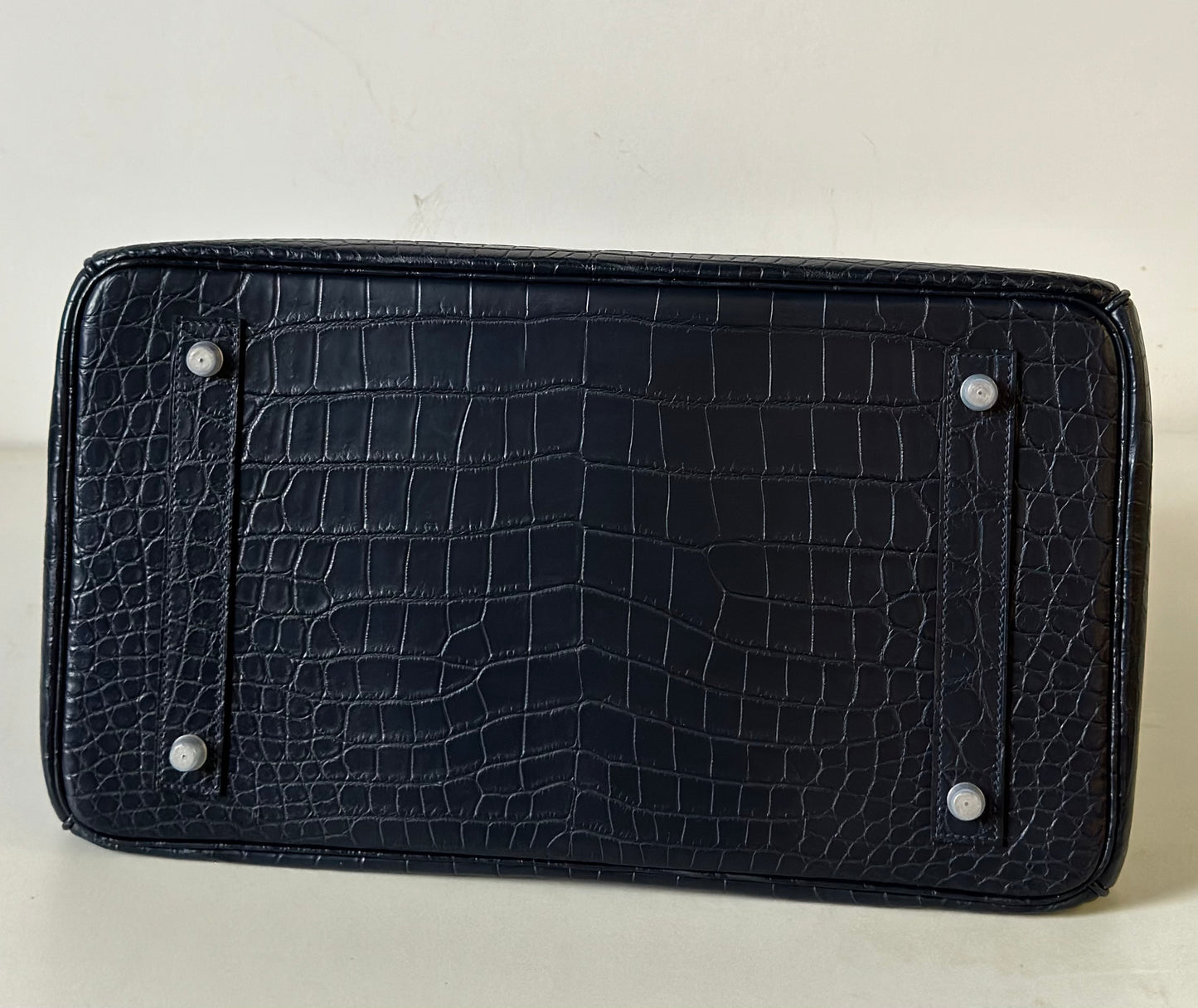 Genuine Crocodile Skin Leather 40cm Oversized Business Handbags Office Bags Dark Blue