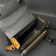 Men's Crocodile Skin Leather Cross Body Shoulder Bag Vintage Tan