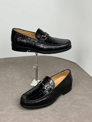 Crocodile Shoes Crocodile Loafer Slip-On Shoes Black