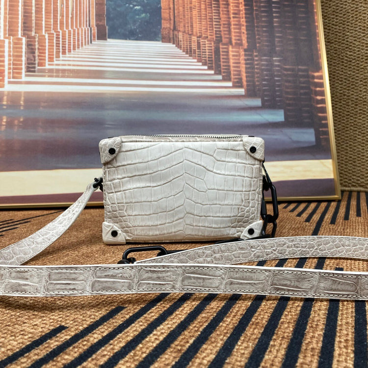 Mini Trunk Box Bag, Crocodile Skin Leather Trunk Box Bag