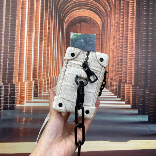 Mini Trunk Box Bag, Crocodile Skin Leather Trunk Box Bag