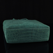 Unisex Nubuck Genuine Crocodile Skin Leather Large Shopper Hobo Tote Bags Dark Green