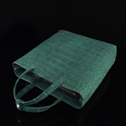 Unisex Nubuck Genuine Crocodile Skin Leather Large Shopper Hobo Tote Bags Dark Green