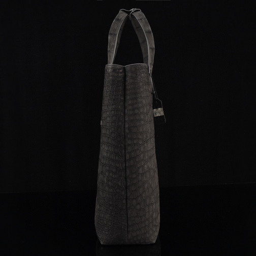 Unisex Nubuck Genuine Crocodile Skin Leather Large Shopper Hobo Tote Bags Black