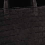 Unisex Nubuck Genuine Crocodile Skin Leather Large Shopper Hobo Tote Bags Black