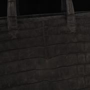 Unisex Nubuck Genuine Crocodile Skin Leather Large Shopper Hobo Tote Bags Black