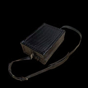 Large Trunk Box Bag, Crocodile Skin Leather Trunk Box Bag