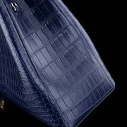 Genuine Crocodile Leather Top Handle Satchel Handbag Shoulder Bag Tote Purse Dark Blue