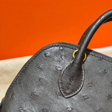 Womens Genuine Ostrich SKin Leather Shell Promennade Trapezoid Cross Body Bag Mini