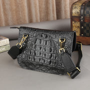 Unisex Crocodile Leather Cross Body Shoulder Bag