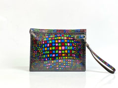 Crocodile Skin Leather Clutch , Stained Glass Style Rhapsody, Church Stained Glass Style Clutch