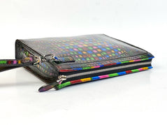 Crocodile Skin Leather Clutch , Stained Glass Style Rhapsody, Church Stained Glass Style Clutch