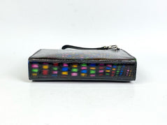 Crocodile Skin Leather Clutch , Stained Glass Style Rhapsody, Church Stained Glass Style Clutch