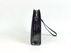 Crocodile Skin Leather Clutch , Stained Glass Style Rhapsody, Church Stained Glass Style Clutch