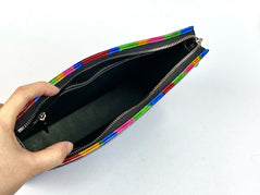 Crocodile Skin Leather Clutch , Stained Glass Style Rhapsody, Church Stained Glass Style Clutch