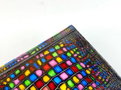 Crocodile Skin Leather Clutch , Stained Glass Style Rhapsody, Church Stained Glass Style Clutch