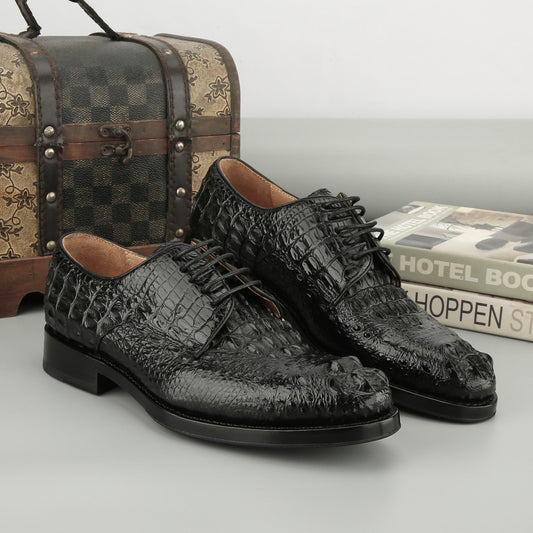 Crocodile Shoes Mens Crocodile Leather Cap Toe Lace Ups Dress Shoe,Goodyear Sole