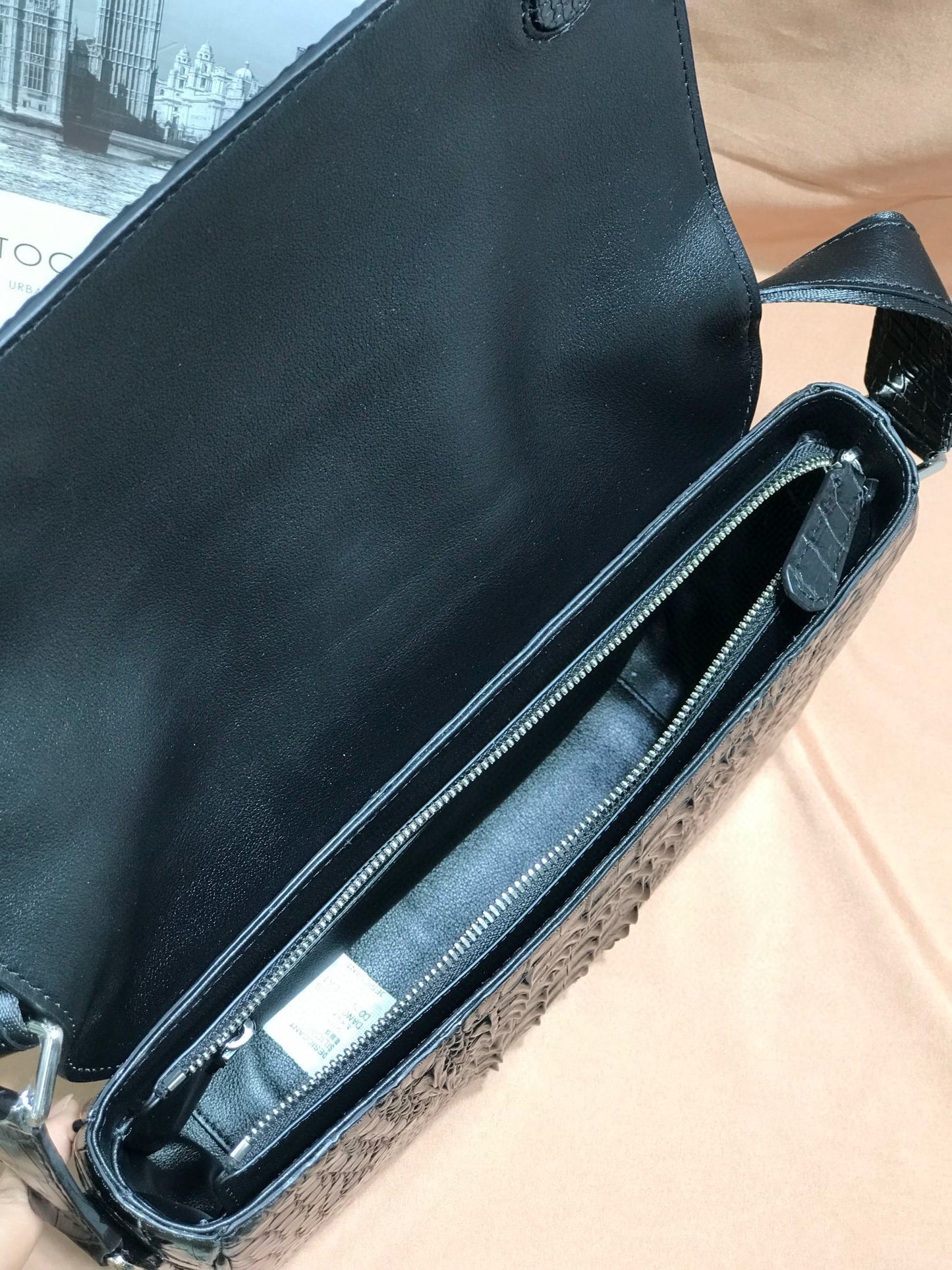 Genuine Crocodile Leather Messenger Shoulder Bag Black