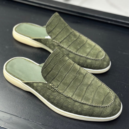Nubuck Crocodile Leather Slippers ,Men's Crocodile Leather Slippers Very Comfortable