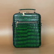 Vintage Crocodile Skin Leather Double Zip Briefcase