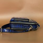 Vintage Crocodile Skin Leather Double Zip Briefcase