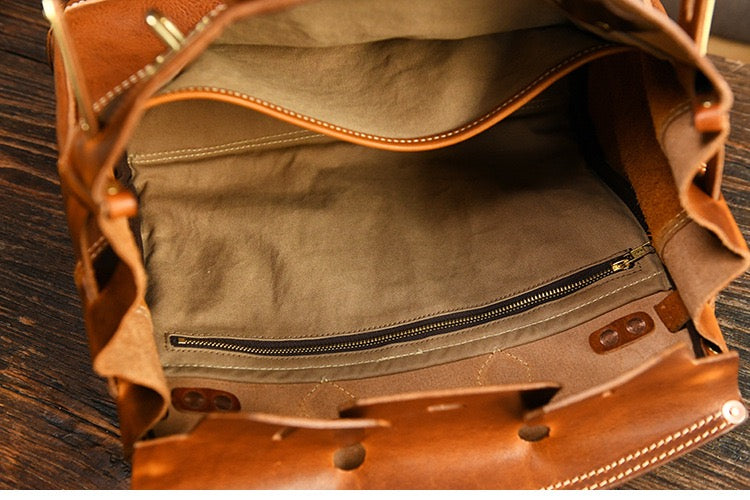 Unisex Vintage Oil Wax Leather Top Handle Bags